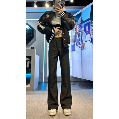 冬季黑色加绒加厚直筒男士西裤