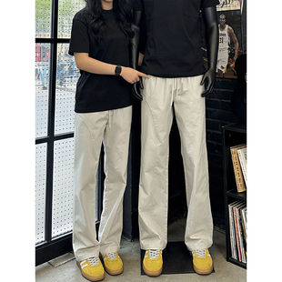浅卡其色斜切休闲裤子男春夏季cleanfit弯刀直筒裤美式工装冲锋裤