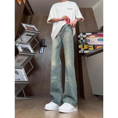 美式弯刀微喇牛仔裤加长款春秋