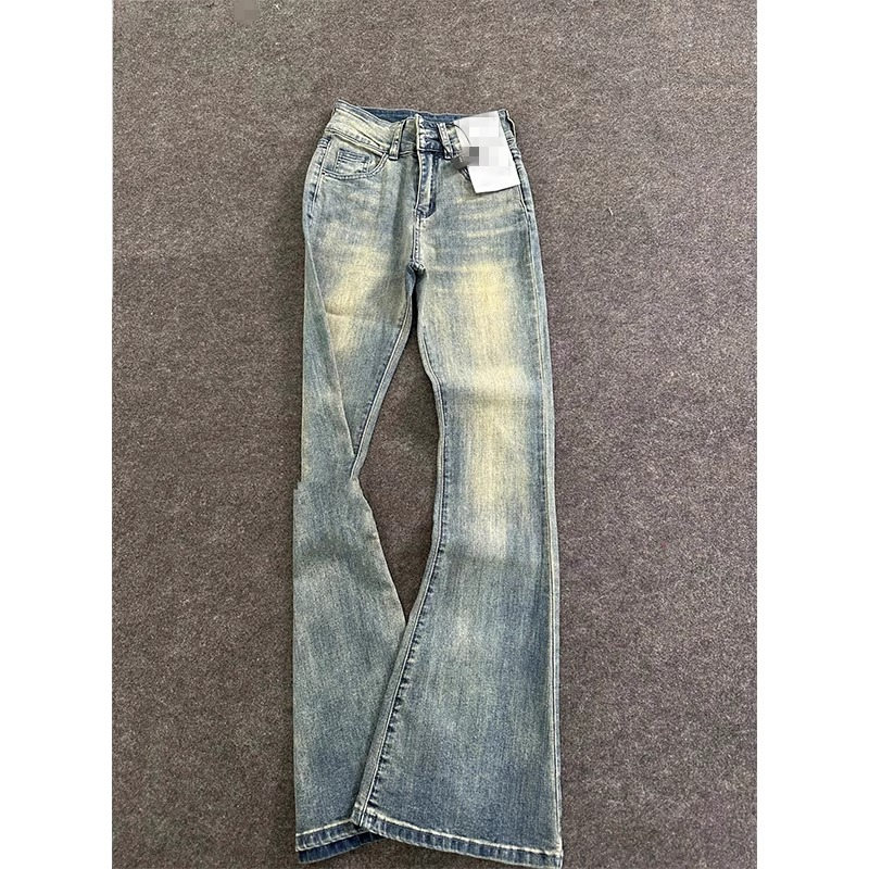 高腰复古蓝水洗牛仔裤男款vibe