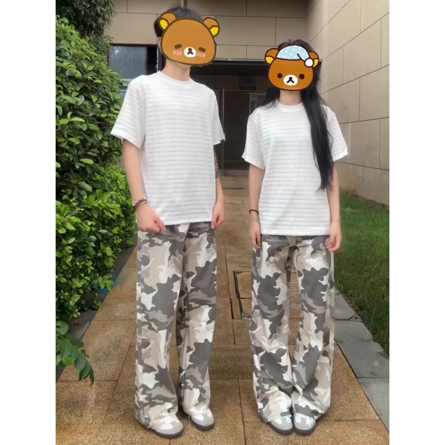 cleanfit灰白迷彩牛仔裤男女夏季