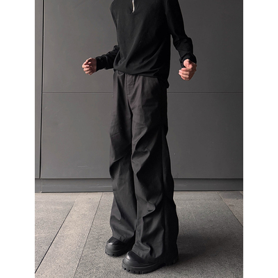 黑色男生cleanfit褶皱裤子男款