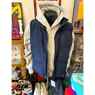 藏蓝色羽绒马甲棉服男款冬季叠穿无袖外穿背心外套青少年坎肩马夹