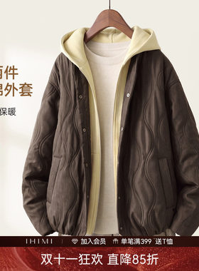 IHIMI海谧撞色假两件棉衣外套