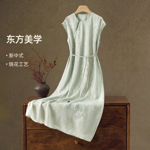 IHIMI海谧新中式烧花连衣裙