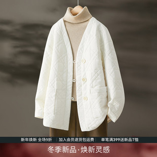 女宽松气质夹棉棉服 新款 IHIMI海谧爆款 休闲棉衣轻薄外套2025秋季