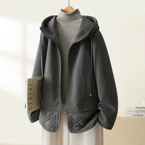 IHIMI海谧休闲复古拼接连帽棉服