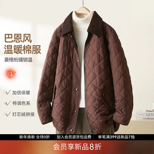 高级感灯芯绒小翻领棉衣外套 IHIMI海谧巴恩风棉服女季 会员8折