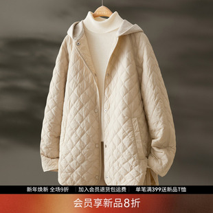 绗缝棉衣女冬季 IHMI海谧假两件花式 百搭连帽棉服外套 会员8折