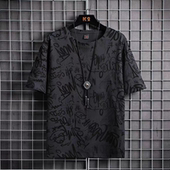 加肥加大码 干活穿 上衣服 t恤男宽松夏季 冰丝半袖 9.9特价 涂鸦短袖