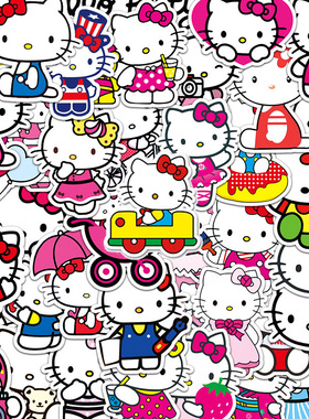 50张KT猫可爱猫咪涂鸦卡通动物手机水杯行李箱防水贴纸sticker