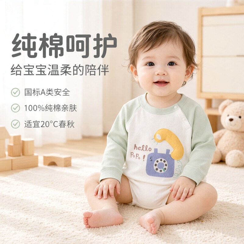 婴儿纯棉单上秋衣服印花儿童套头T恤