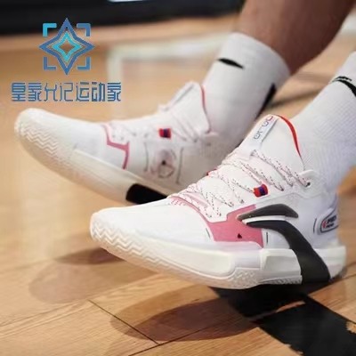 李宁闪击8 9 Premium白紫男2022秋防滑耐磨低帮实战篮球鞋ABAS071