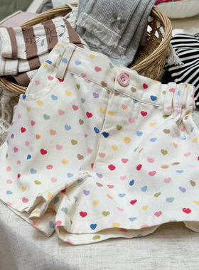 女童2025春夏新品印满爱心韩系百搭小短裤夏款新品软糯短裤超好看