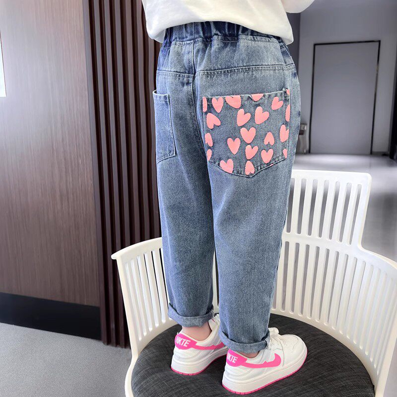 女童春秋装牛仔裤韩版儿童爱心口袋长裤子洋气宝宝休闲裤2025新款,童装/婴儿装/亲子装,裤子,淘宝优惠券,粉丝福利购,淘宝优惠卷