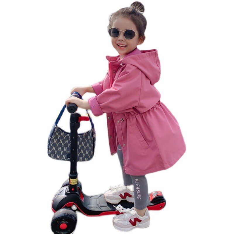 여아 가을 재킷 2023 새로운 아동 재킷 아동 재킷 중장 및 긴 윈드 브레이커 트렌디한 코트