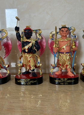 陶元帅，辛元帅，邓元帅，张元帅高40厘米，香樟木木雕贴真金