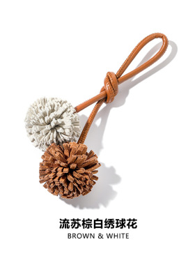 适用缪缪同款流苏花朵手工编织绣球花球包挂绳ins风miumiu挂饰