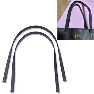 替换MK托特包购物袋妈咪包手提带黑色十字纹真皮替换包带可调节