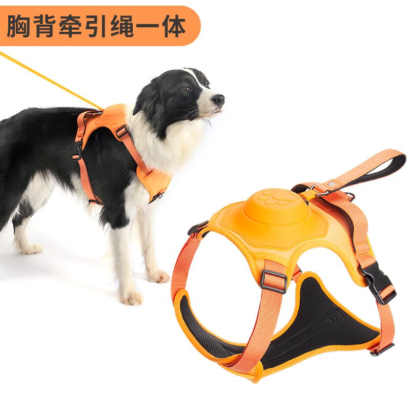 宠物用品新款牵引绳胸背一体自动伸缩防爆冲大中小狗马甲牵引绳