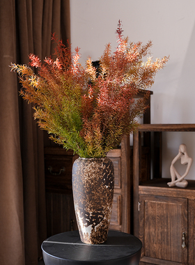 干花装饰花束轻奢家居摆件橙色千层金高级干花陶瓷花瓶客厅装饰品