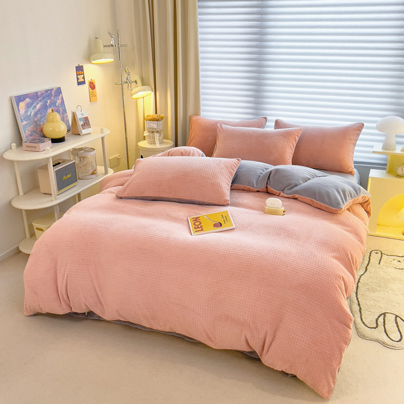 新款立体雕花牛奶绒台湾床包三四件套加厚秋冬宝宝绒床单床笠家用