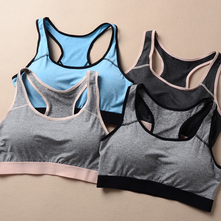 3d减震速干运动内衣女无钢圈一体式胸垫半截短款瑜伽健身工字背心