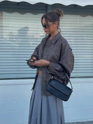 宽松欧美常规做旧皮衣