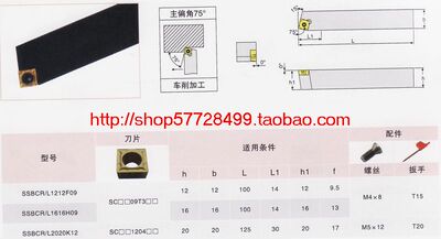 冲五钻/数控车刀杆/螺钉式外圆车刀/主偏角75度 SSBCL12*12H09