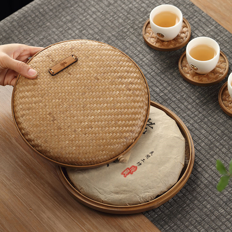 手工竹编茶饼盒普洱茶饼包装礼盒