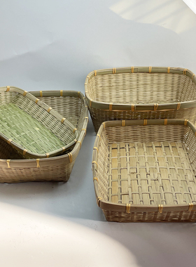 长方形竹编筐明档海鲜池专用竹筐