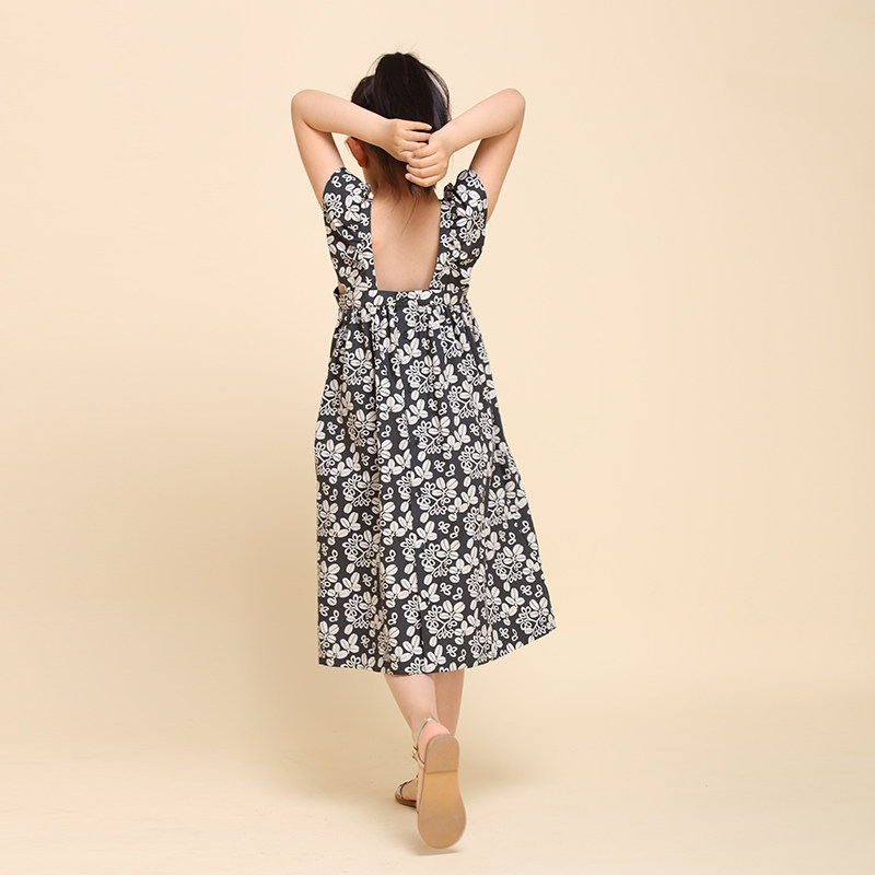 BP女童连衣裙夏季童装中大童碎花纯棉无袖背心裙吊带公主礼服裙