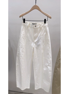 现货】韩版白色薄款低腰弧形休闲裤女夏季小个子显瘦萝卜裤哈伦裤