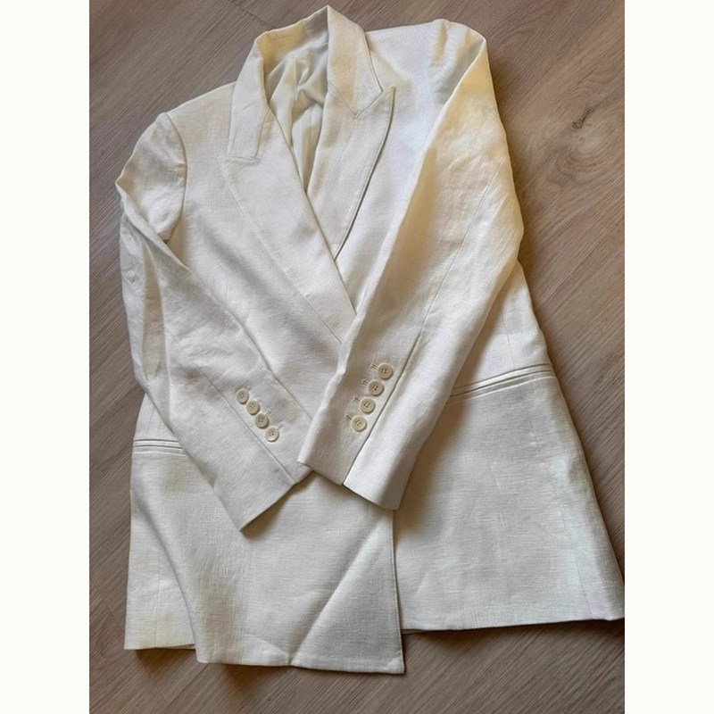 现货】一穿一个不吱声！2026早春老钱风苎麻上衣棉麻西装百搭外套