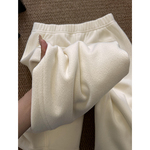 现货】奶白色高腰肌理感休闲直筒阔腿裤冬季松弛感垂感阔腿裤长裤