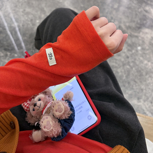 糟了的好喜欢！显白橘红色天丝圆领T恤女早春新款软糯叠穿打底衫