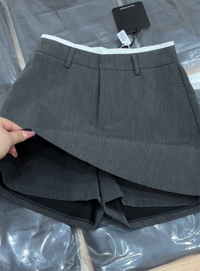 【现货封神穿搭】灰色百搭短款西装裙裤女2026春小个子A字包臀裙