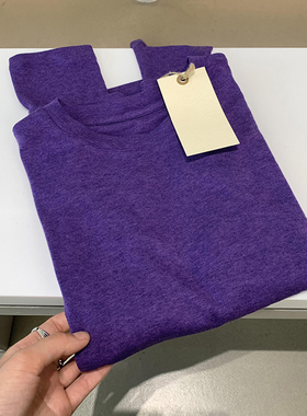 法式超好看紫色天丝圆领长袖T恤冬季新款极简风叠穿软糯糯打底衫