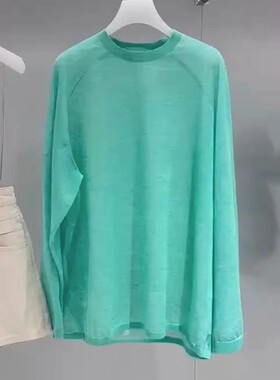 【现货~GAO端版~】2026春夏果绿色微透棉T恤圆领套头叠穿单穿上衣