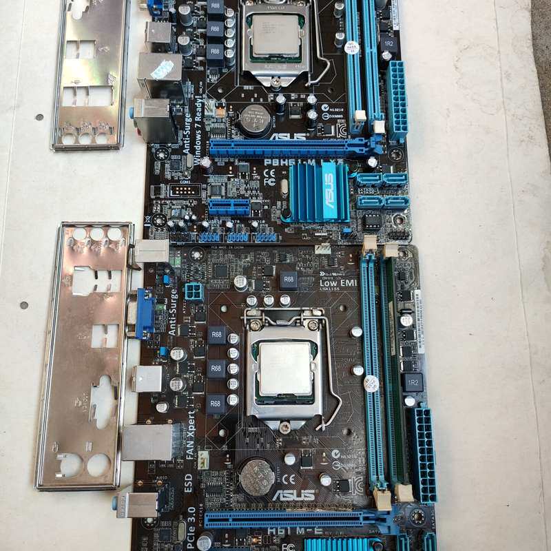 议价两套H61主板+ⅰ3二代Cpu套装，有挡板，品像详情可维修图片