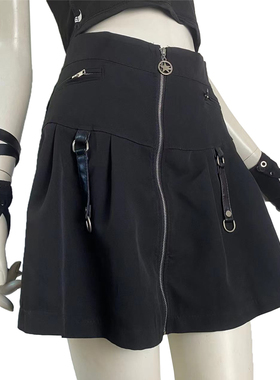 欧美金属朋克风机车黑色个性原宿半指手袖ins男女机能风黑暗手套