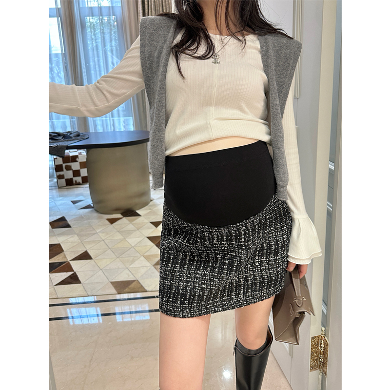 孕妇装秋小香风高腰亮片半身短裙