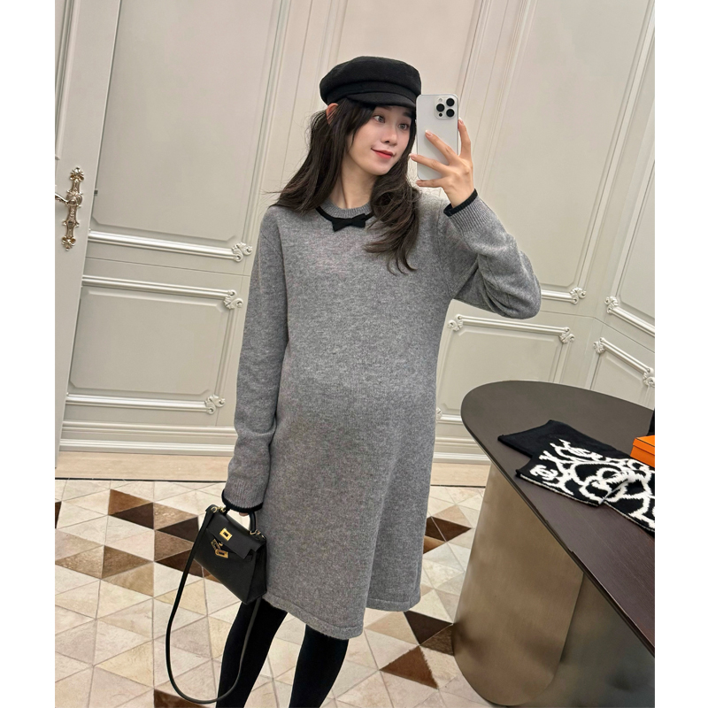孕妇装秋冬羊毛针织连衣裙裙子
