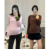 LeoMami孕妇装 口拼色天丝毛衣外穿多巴胺内搭打底T恤针织衫 春款 袖