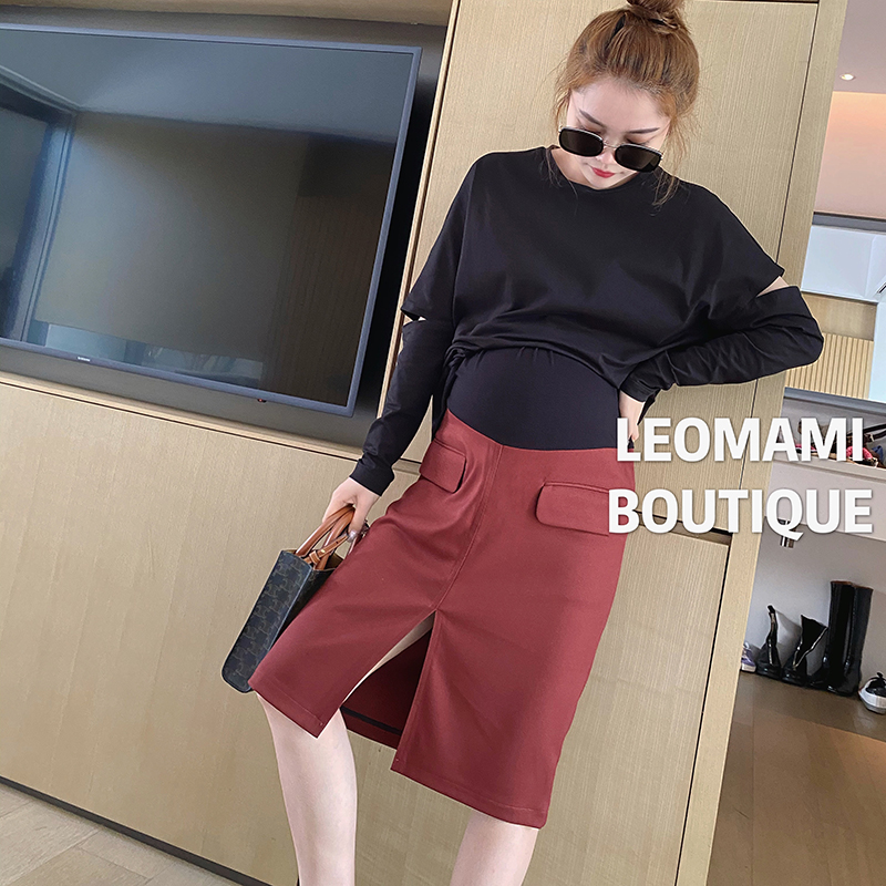 孕妇半身裙秋季开叉设计感可调节