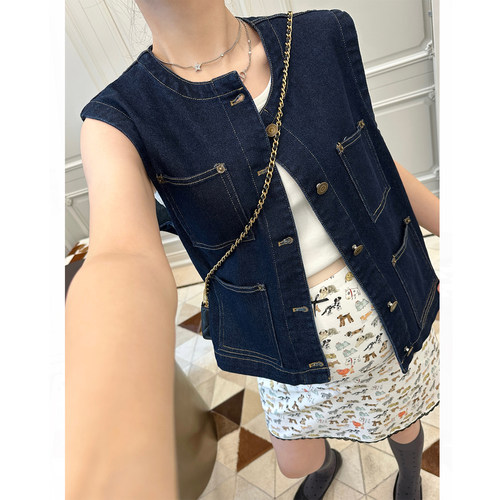 孕妇装夏复古休闲牛仔马甲