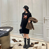 LeoMami高级孕妇装 秋冬款 新年限定羊毛针织连衣裙提花内搭毛衣裙