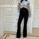 秋冬外穿微喇叭裤 修身 黑色时尚 LeoMami孕妇裤 垂感显瘦孕期托腹裤