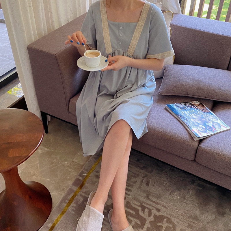 LeoMami夏薄款怀孕期宽松家居裙