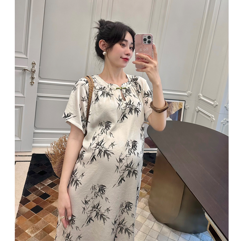 孕妇装夏款中式连衣裙薄款旗袍